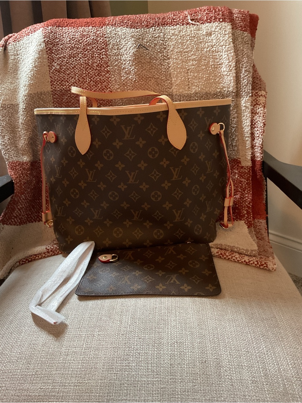 Beautiful Canvas neverfull Tote in Brown with Natural Trim